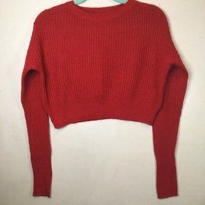 ASOS Cropped Ribbed Sweater Red